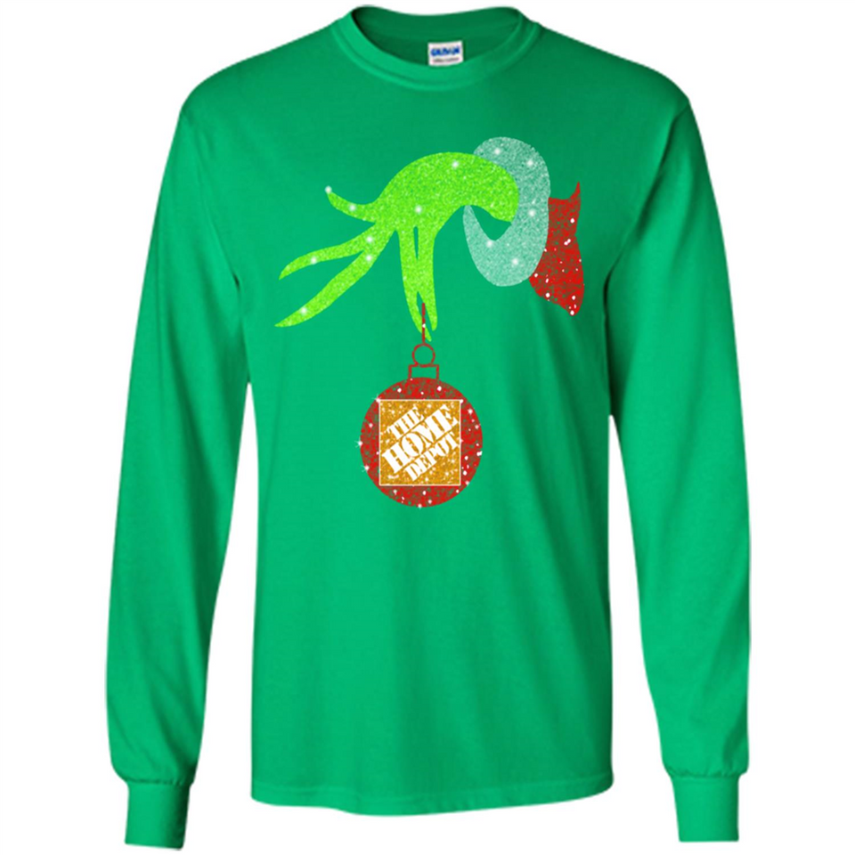 Grinch hand holding Logo HomeDepot Glitter Christmas - Long Sleeve T-Shirt