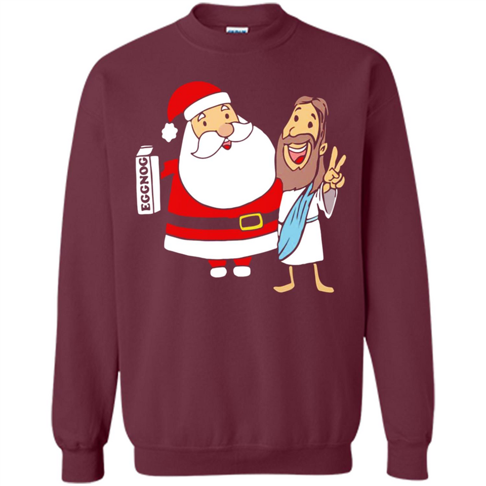 Eggnog Santa And Jesus Christmas