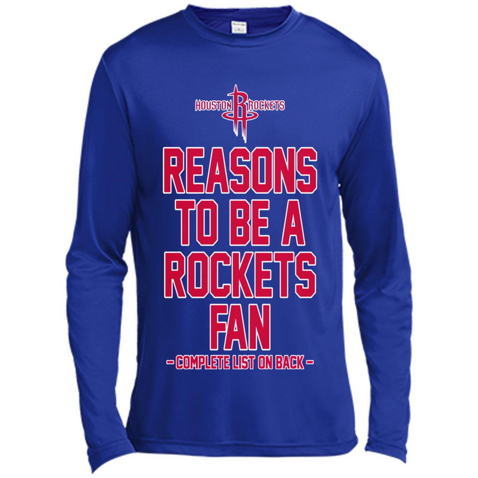 Reasons to be a Houston Rockets Fan Complete List on Back - Canvas Long Sleeve T-Shirt