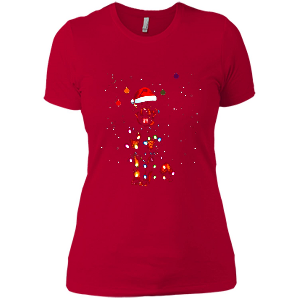 Rottweiler Santa Lights Christmas Dog Xmas Sweatshirt - Ladies' Boyfriend T-Shirt