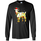 Christmas Lights Goat Wearing Santa Hat T-Shirt - Long Sleeve T-Shirt