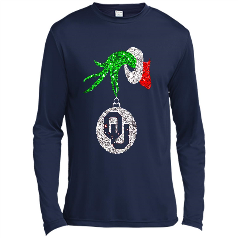 Amazing tee Oklahoma Sooners Glitter Grinch Monogram Ornament Christmas Gift - Canvas Long Sleeve T-Shirt