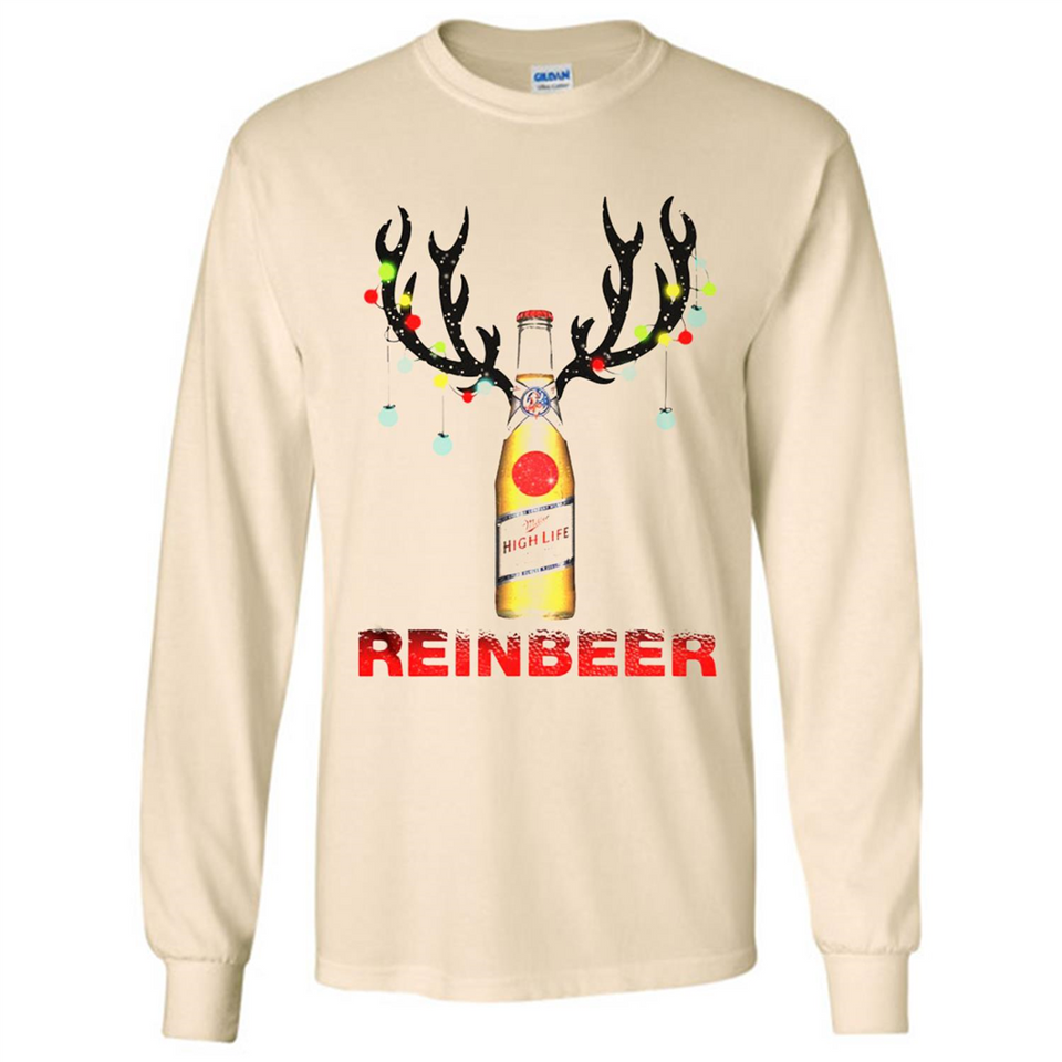 Miller High Life beer reinbeer Christmas - Long Sleeve T-Shirt