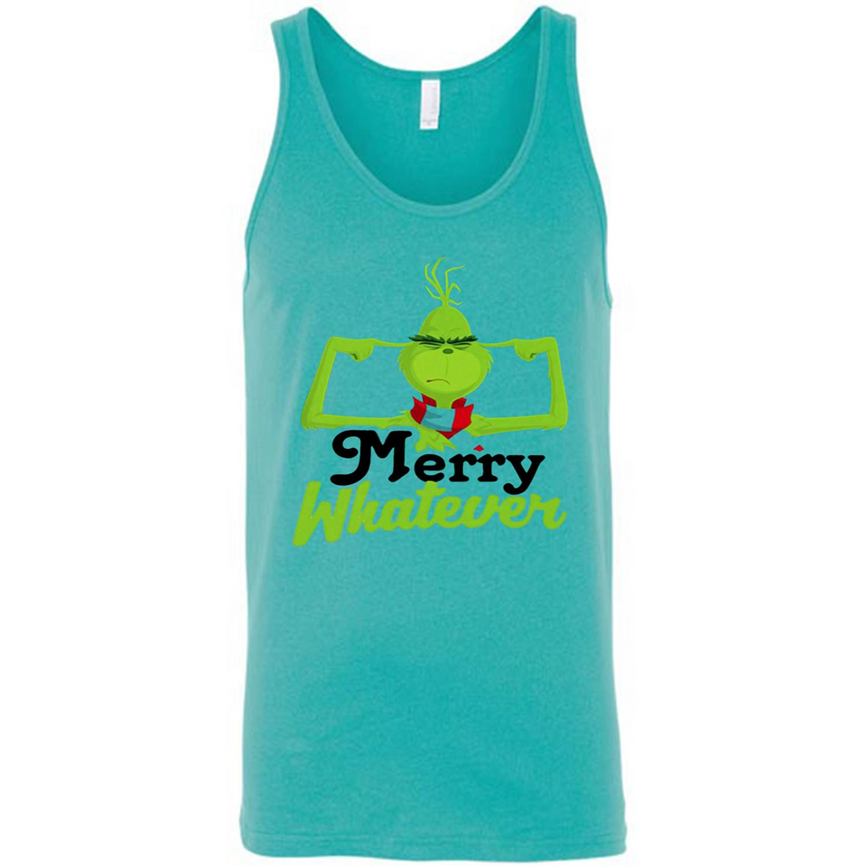 Grinch Merry Whatever Funny Christmas Sporty - Canvas Unisex Tank