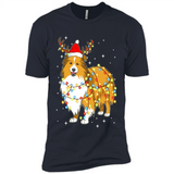 Christmas Lights Shetland Sheepdog Wearing Santa Hat Funny Xmas - Premium Short Sleeve T-Shirt