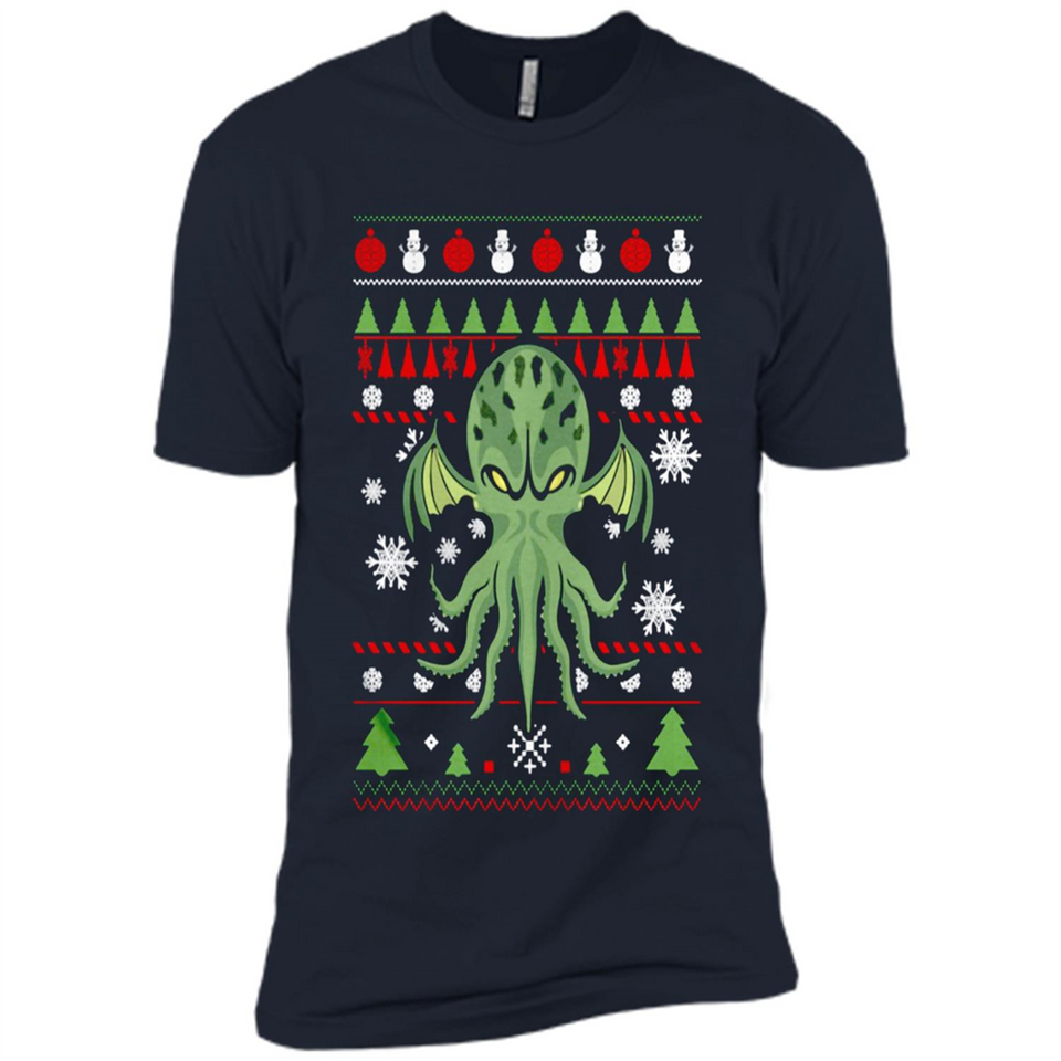 Octopus Ugly Sweater Christmas - Premium Short Sleeve T-Shirt