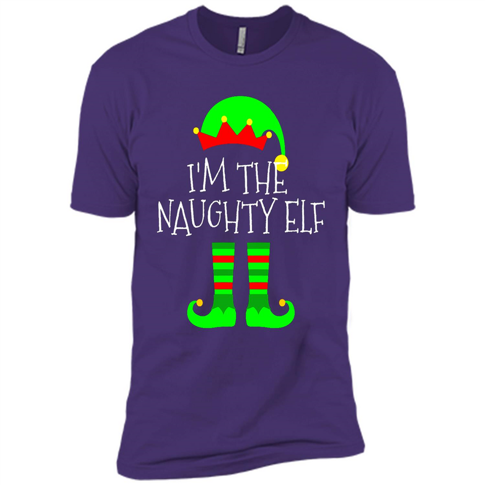 Matching Family Christmas Shirt Funny I'm The Naughty Elf Black mugs PINGPONG - Premium Short Sleeve T-Shirt