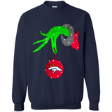 GRINCH HAND HOLDING DENVER BRONCOS GLITTER CHRISTMAS PINGPONG