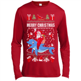 Ugly Christmas Santa Riding Dolphin - Canvas Long Sleeve T-Shirt