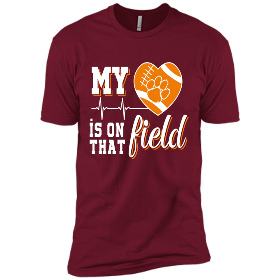 Clemson Tiger Paw Football My Heart is on that Field - Premium Short Sleeve T-Shirt