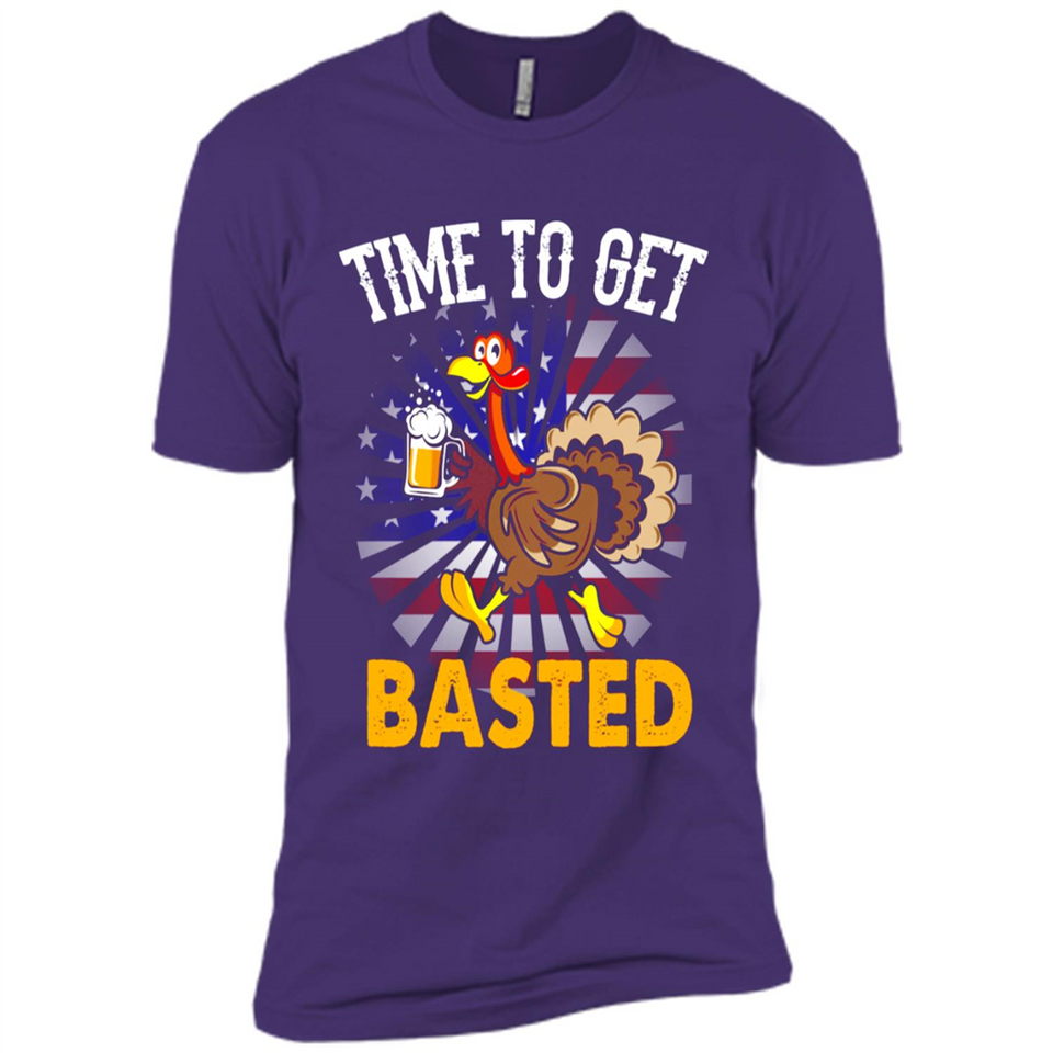 Time To Get Basted Funny Turkey Beer Thanksgiving - Premium Short Sleeve T-Shirt