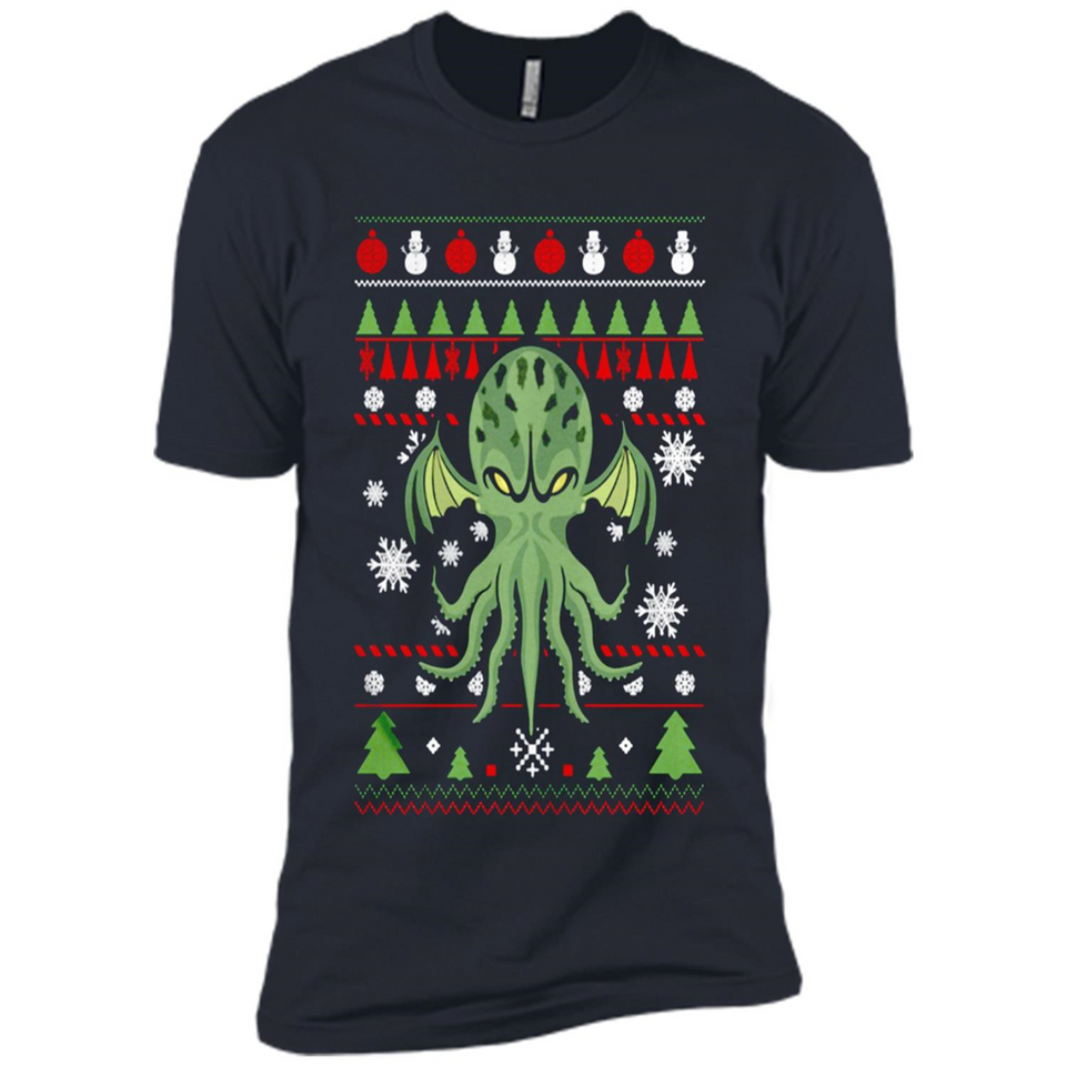 Octopus Ugly Sweater Christmas - Premium Short Sleeve T-Shirt