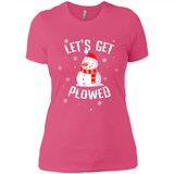 Let's Get Plowed Funny Christmas Snowman - Ladies' Boyfriend T-Shirt