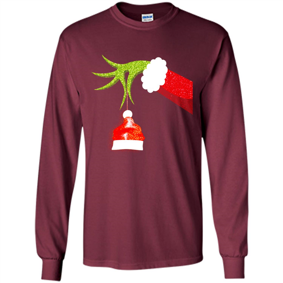 Funny Grinch Hand Holding Santa Hat Ornament Christmas PING PONG