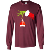 Funny Grinch Hand Holding Santa Hat Ornament Christmas PING PONG