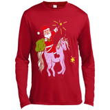 Distressed Retro Santa Riding Unicorn - Canvas Long Sleeve T-Shirt