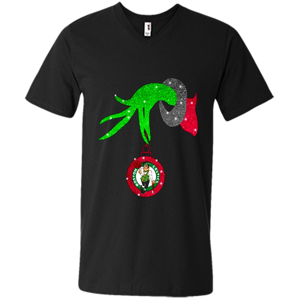 GRINCH HAND HOLDING BOSTON CELTICS NBA GLITTER CHRISTMAS PINGPONG