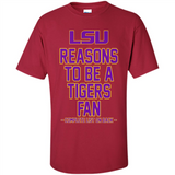 Reasons to be a LSU Tigers Fan Complete List on Back - Funny - Shirt