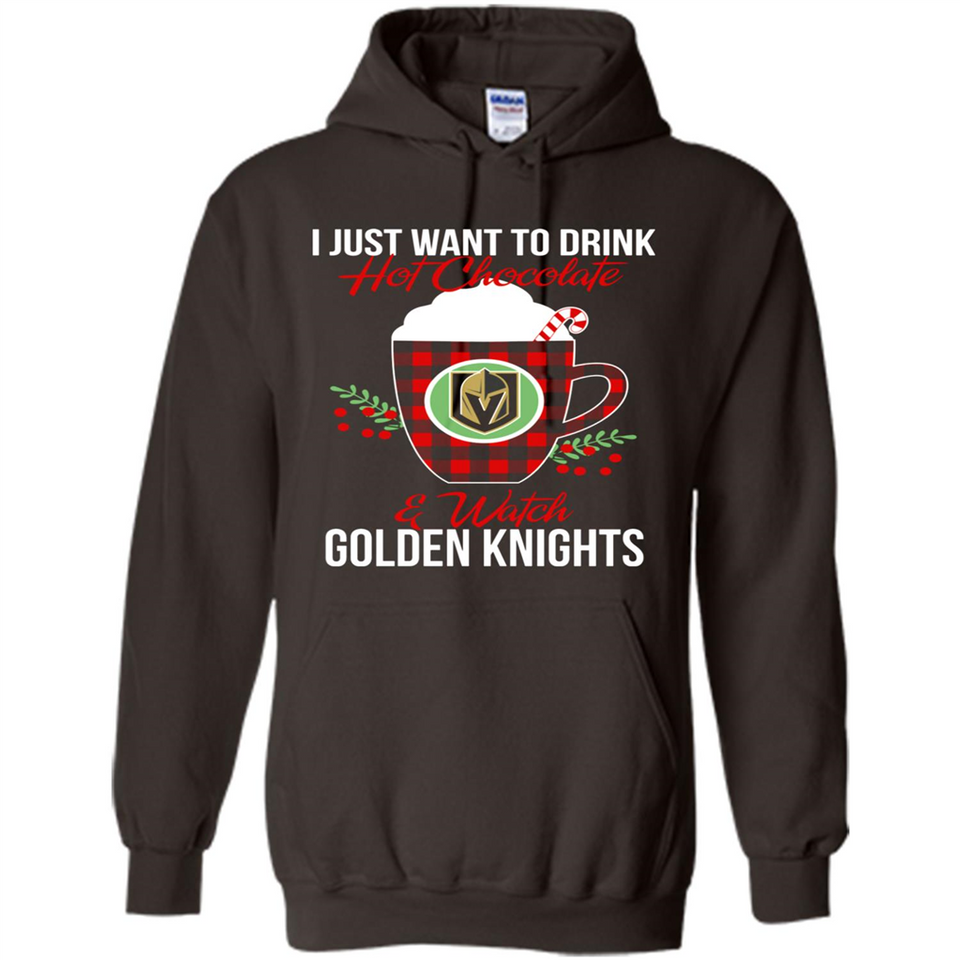 I Just Want To Drink Hot Chocolate & Watch Vegas Golden Knights Ugly Christmas Sweater PINGPONG