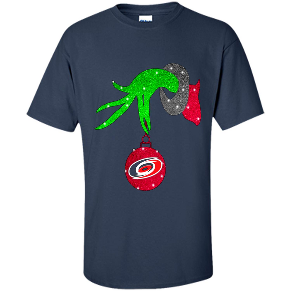 GRINCH HAND HOLDING CAROLINA HURRICANES GLITTER CHRISTMAS PINGPONG
