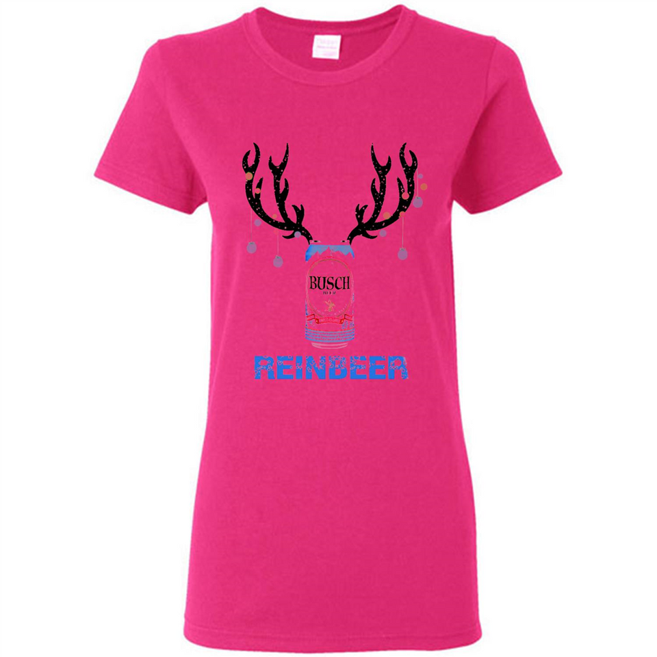 Busch Reinbeer Funny Beer Reindeer Christmas Sweatshirt - Ladies Short-Sleeve