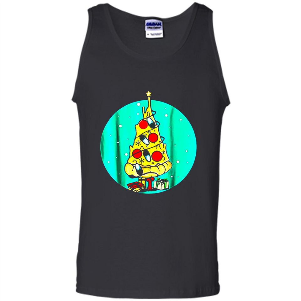 Funny Pizza Ugly Christmas Sweater Xmas Pizza Tree - Tank Top