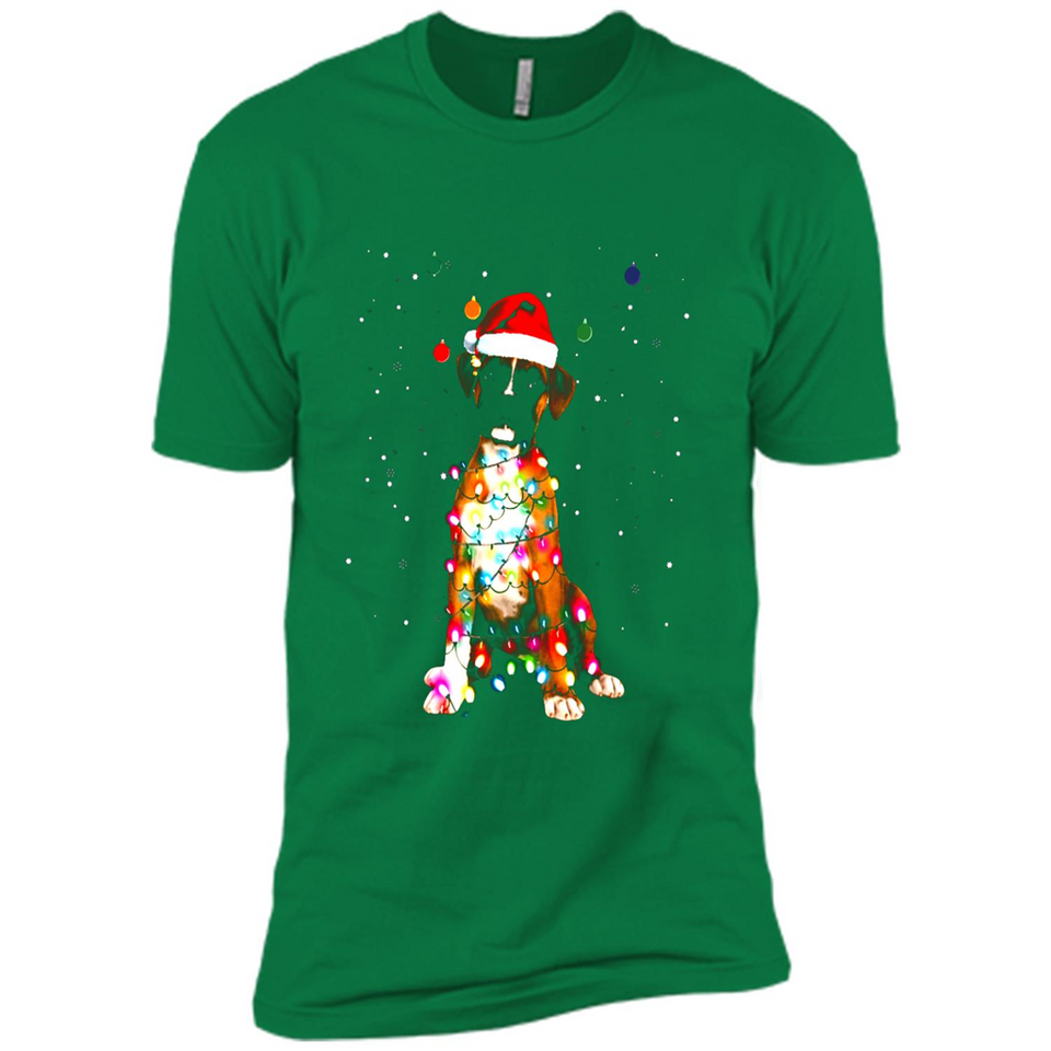 Christmas Lights Boxer Dog Funny Xmas Sweatshirt - Premium Short Sleeve T-Shirt
