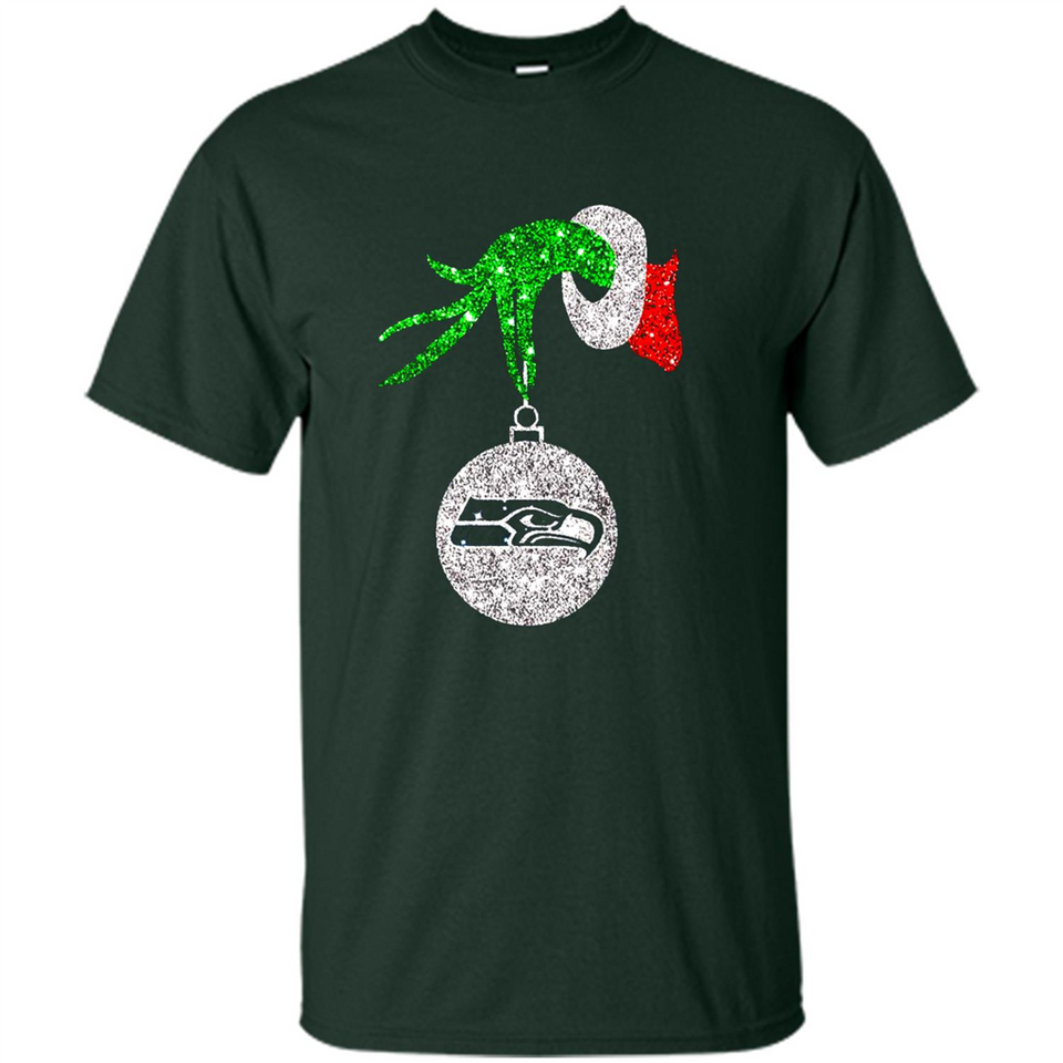 Funny Seattle Seahawks Glitter Grinch Monogram Ornament Christmas Gift - Shirt