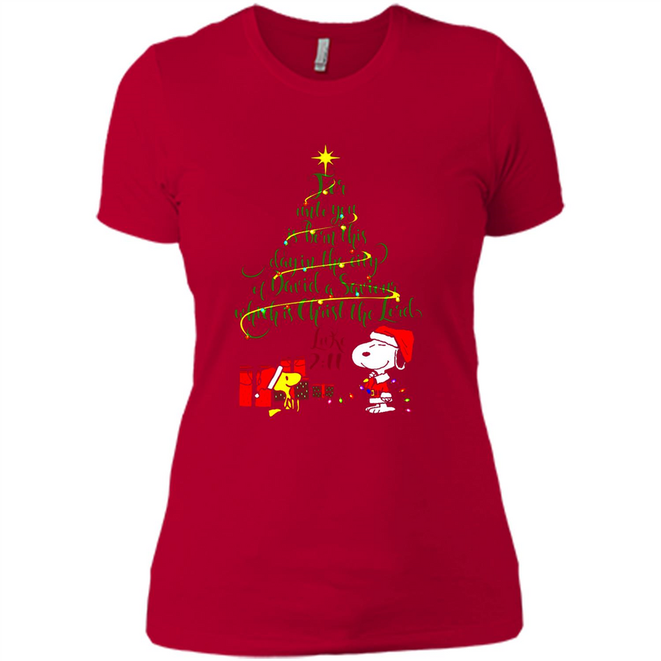 Snoopy Christmas Tree T-Shirt - Ladies' Boyfriend T-Shirt