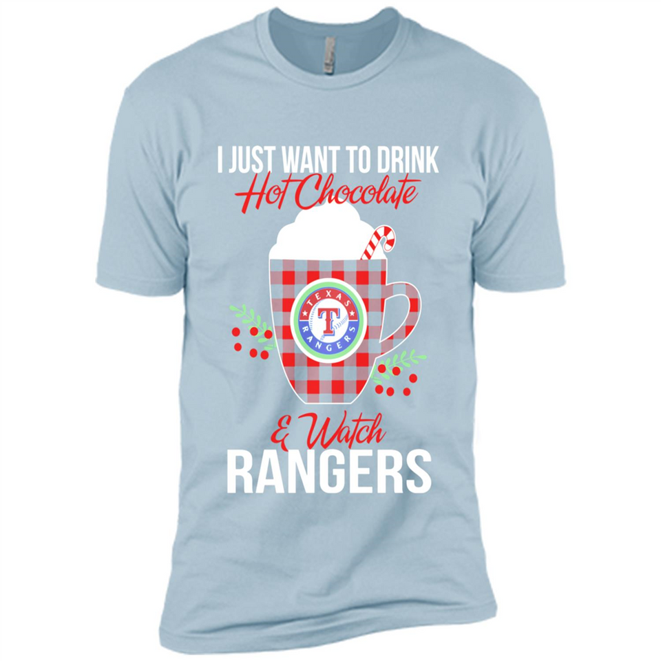 I Just Want To Drink Hot Chocolate & Watch Texas Rangers Ugly Christmas Sweater PINGPONG
