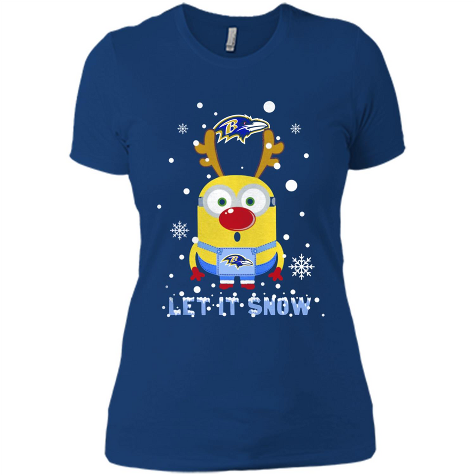 Minion Baltimore Ravens Ugly Christmas Sweater Let it Snow - Ladies' Boyfriend T-Shirt