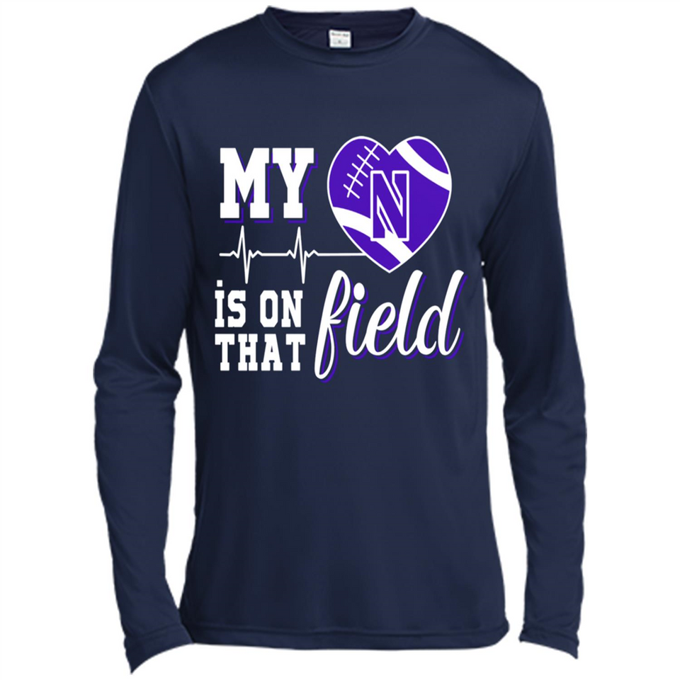 Northwestern Wildcats Football My Heart is on that Field - Canvas Long Sleeve T-Shirt