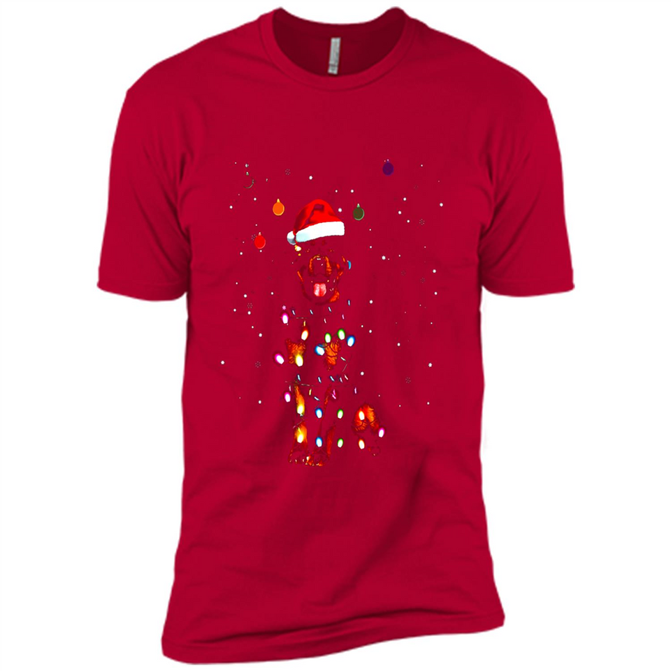 Rottweiler Santa Lights Christmas Dog Xmas Sweatshirt - Premium Short Sleeve T-Shirt