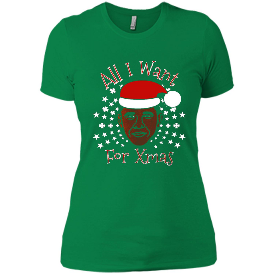 Obama All I Want For Xmas T Shirt PINGPONG - Ladies' Boyfriend T-Shirt
