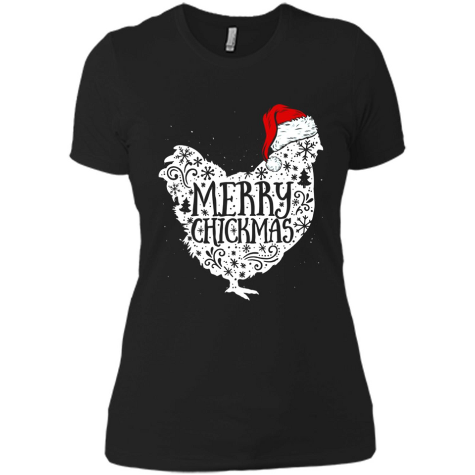 Chicken Christmas T Shirt Merry Chickmas Santa Claus Gifts - Ladies' Boyfriend T-Shirt