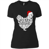 Chicken Christmas T Shirt Merry Chickmas Santa Claus Gifts - Ladies' Boyfriend T-Shirt