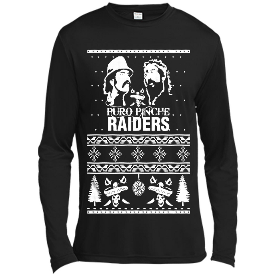 Puro Pinche Raiders Ugly Christmas Sweater - Canvas Long Sleeve T-Shirt