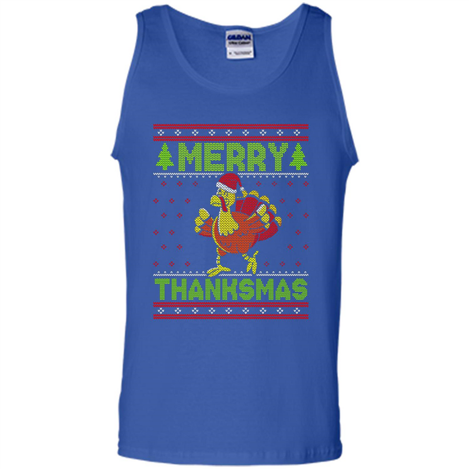 Merry Thankmas Ugly Xmas Thanksgiving Turkey Sweatshirt - Tank Top