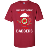 I Just Want To Drink Hot Chocolate & Watch Wisconsin Badgers Ugly Christmas Sweater PINGPONG
