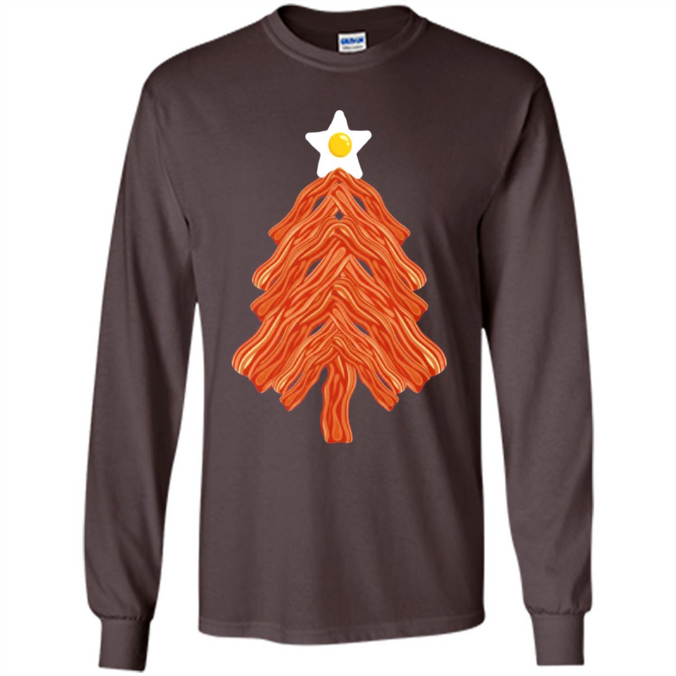 Bacon & Eggs Over Easy Fried Food Breakfast Xmas Tree Foodie - Long Sleeve T-Shirt