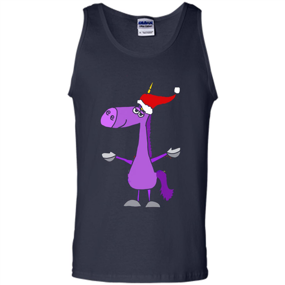 Funny Christmas Unicorn in Santa Hat - Tank Top