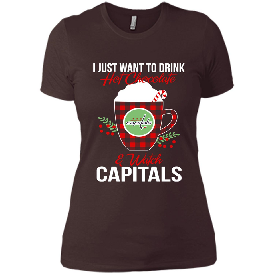 I Just Want To Drink Hot Chocolate & Watch Washington Capitals Ugly Christmas Sweater PINGPONG