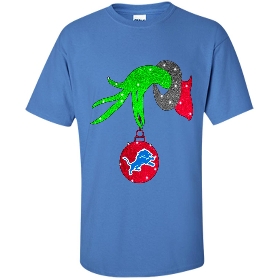 GRINCH HAND HOLDING DETROIT LIONS GLITTER CHRISTMAS PINGPONG