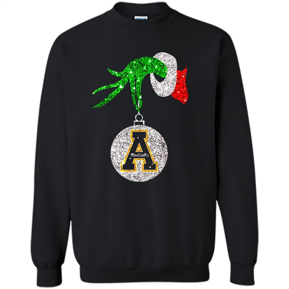 Funny Appalachian State Mountaineers Glitter Grinch Monogram Ornament Christmá - Sweatshirt