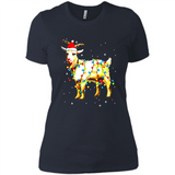 Christmas Lights Goat Wearing Santa Hat T-Shirt - Ladies' Boyfriend T-Shirt