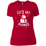 Let's Get Plowed Funny Christmas Snowman - Ladies' Boyfriend T-Shirt