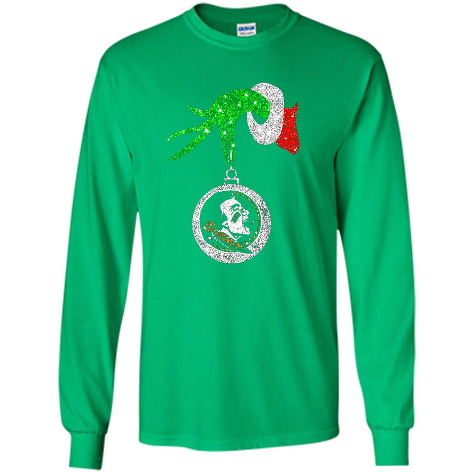 Amazing Florida State Seminoles Glitter Grinch Monogram Ornament Christmas Gift - Long Sleeve T-Shirt