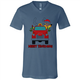 Merry Truck-Mas Christmas Fire Truck Cute Reindeer Sporty - Canvas Unisex V-Neck