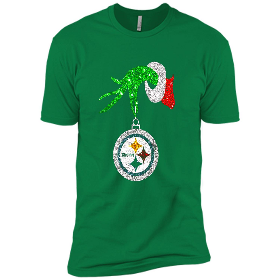 Fantastic Pittsburgh Steelers Glitter Grinch Monogram Ornament Christmas Gift - Premium Short Sleeve T-Shirt