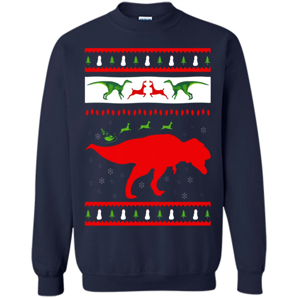 Dinosaur and Santa Clause Ugly Christmas Sweater - Sweatshirt